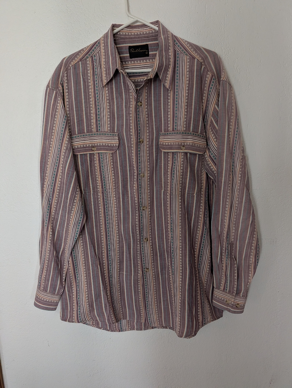 Vintage Paul Sarim Men's Large Striped Western Shirt Fashion Cowboy Rodeo
